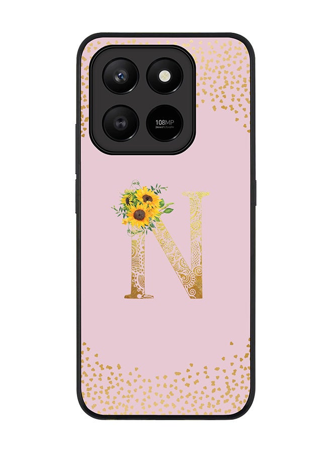 For Honor X7d 4G / X7d 5G / 400 Smart Case,Slim fit Camera Protection, Shockproof Thin Phone cover  - Custom Floral Monogram - N  (Pink )